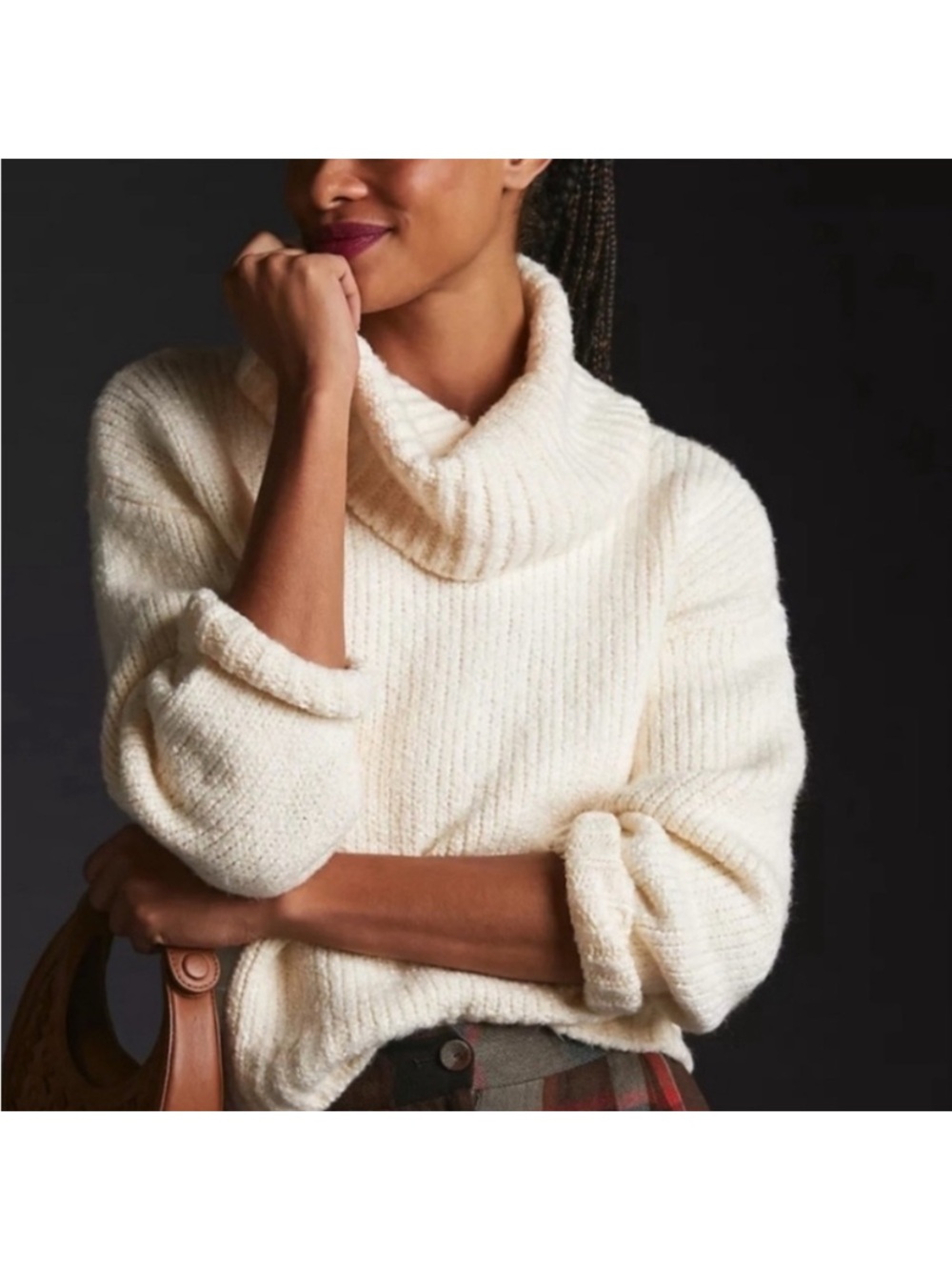 anthroplogie Pilcro Cozy Cream Turtleneck Sweater
